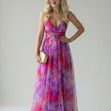 Isela™ | Vestido Maxi Cruzado con Degradado de Color y Tirantes Finos