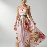 Amiela™ | Vestido Maxi Halter con Estampado Floral Grande