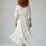 Elvira™ | Vestido Midi Drapeado con Cinturón y Manga Codo