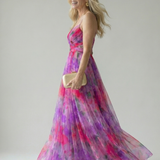 Isela™ | Vestido Maxi Cruzado con Degradado de Color y Tirantes Finos