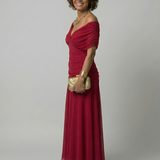 Calena™ | Vestido Midi Off-Shoulder con Escote Drapeado