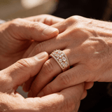 Hollow Gold White Crystal Ring