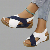 Begoña™ | Sandalia Slingback Colorblock de Cuña Cómoda