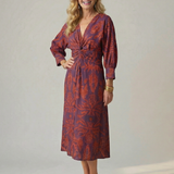 Luna™ | Vestido Midi Cruzado de Manga Larga con Estampado Natural