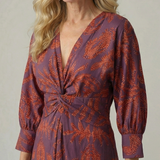 Luna™ | Vestido Midi Cruzado de Manga Larga con Estampado Natural