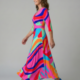 Celeste™ | Vestido Midi Floral con Escote Cruzado y Manga Tres Cuartos