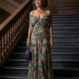 Calena™ | Vestido Midi Off-Shoulder con Escote Drapeado