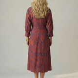Luna™ | Vestido Midi Cruzado de Manga Larga con Estampado Natural
