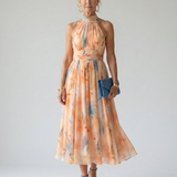 Elina™ | Vestido Midi Halter con Detalle Fruncido