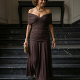 Calena™ | Vestido Midi Off-Shoulder con Escote Drapeado
