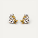 Two-Tone Hug Earrings, Silver and Gold