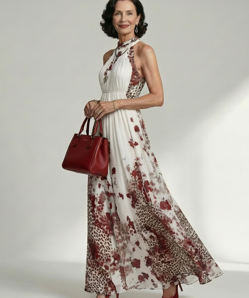 Orlena™ | Vestido Maxi Floral de Manga Larga con Falda Voluminosa