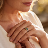 Vintage Green Round Stone Ring