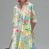 Primitiva™ | Vestido Midi Flores Multicolor