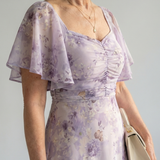 Valentía™ | Vestido Largo Floral con Manga Mariposa y Escote Cuadrado