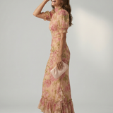 Viviana™ | Vestido Maxi Floral con Cuello Alto y Manga Abullonada