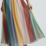 Serena™ | Vestido Maxi de Rayas Multicolor sin Tirantes
