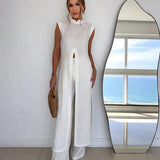Benigna™ | Conjunto Blanco Túnica Volante y Pantalón