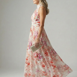 Elyana™ | Vestido Maxi Floral Halter de Tejido Fluido