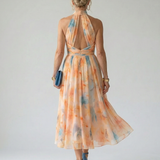 Elina™ | Vestido Midi Halter con Detalle Fruncido