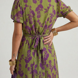 Virena™ | Vestido Midi Floral Cruzado de Manga Corta