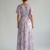 Valentía™ | Vestido Largo Floral con Manga Mariposa y Escote Cuadrado