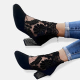 Petra™ | Botín de Tacón Bloque con Encaje Floral