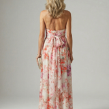 Elyana™ | Vestido Maxi Floral Halter de Tejido Fluido