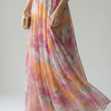 Isela™ | Vestido Maxi Cruzado con Degradado de Color y Tirantes Finos