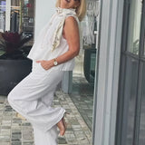 Trinidad™ | Conjunto Blanco Blusa y Pantalón Ancho
