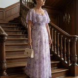 Valentía™ | Vestido Largo Floral con Manga Mariposa y Escote Cuadrado