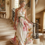Amiela™ | Vestido Maxi Halter con Estampado Floral Grande