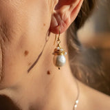 Vintage Gold Wire Pearl Earrings
