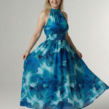 Silvana™ | Vestido Midi Halter con Cintura Fruncida