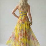 Isela™ | Vestido Maxi Cruzado con Degradado de Color y Tirantes Finos