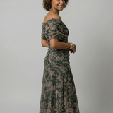 Calena™ | Vestido Midi Off-Shoulder con Escote Drapeado