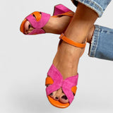 Solange™ | Sandalia Compensada Colorida con Tira Ajustable