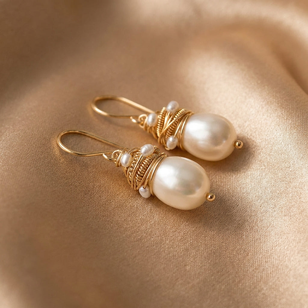 Golden Thread Pearl Vintage-naušnice