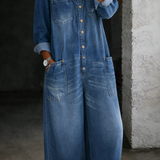 Sabina™ | Mono vaquero off-shoulder de manga larga