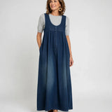 Gumersinda™ | Vestido maxi vaquero lavado de tirantes