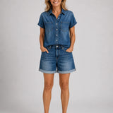 Purificación™ | Conjunto vaquero camisa y short de manga corta