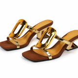 Tacones Metálicos de Punta Cuadrada