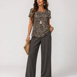 Higinia™ | Conjunto Animal Print Top y Pantalón Ancho