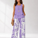 Justa™ | Conjunto Lila Blusa y Pantalón Botánico