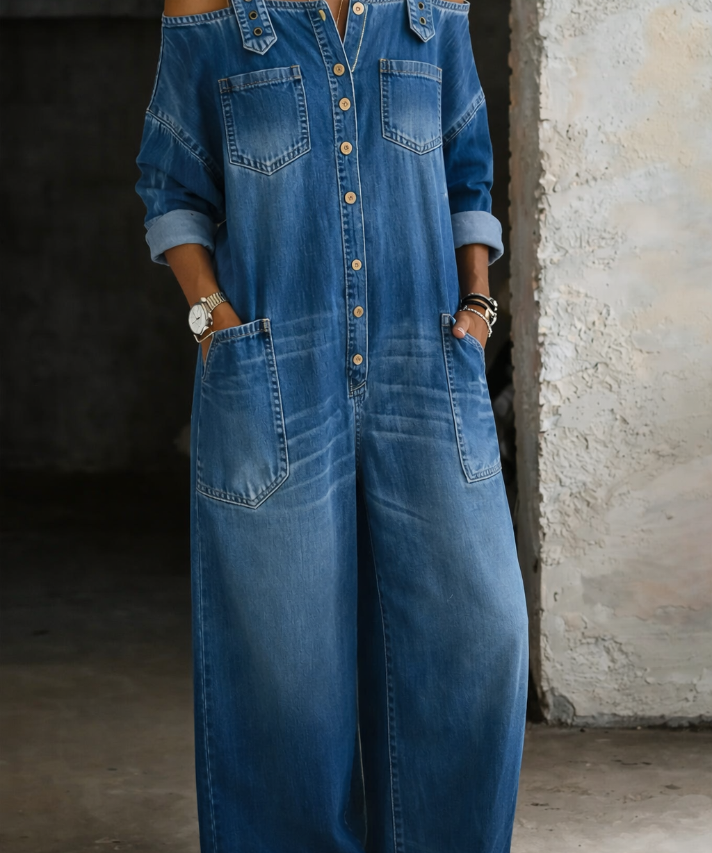 Nicolasa™ | Vestido maxi vaquero con hombros descubiertos