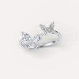 Adjustable Shiny Silver Butterfly Ring