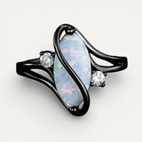 Vintage Twisted Black and Opal Ring