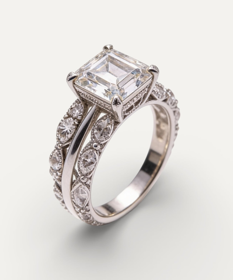 Vintage Sparkling Layered Silver Ring