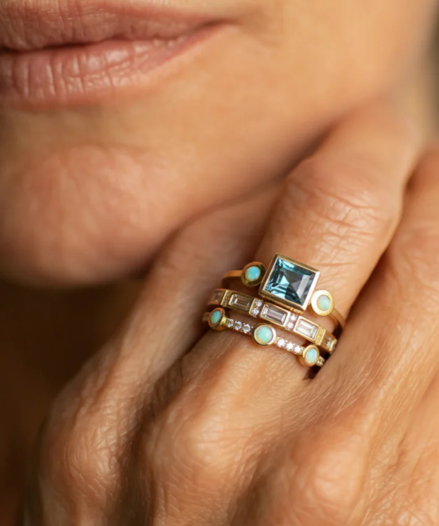 Vintage Blue Crystal Ring Set