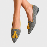 Obdulia™ | Mocasín de Cuadros con Borlas